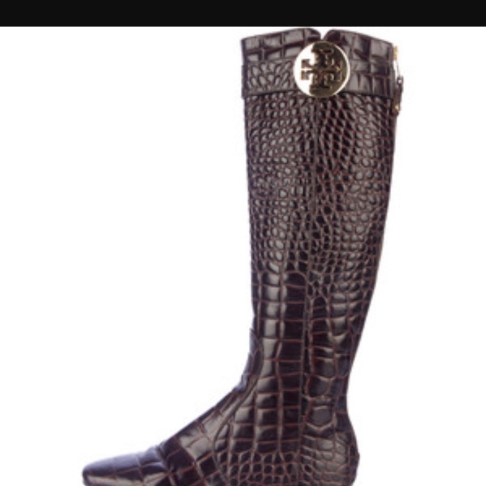 Tory burch uma croc embossed boots